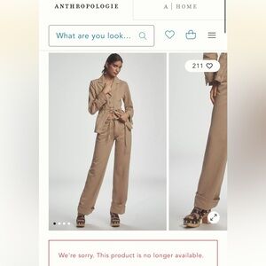 Anthropologie Damson Madder Sylvie Tie Waist Wide Leg Jeans Khaki Size 8 NWT